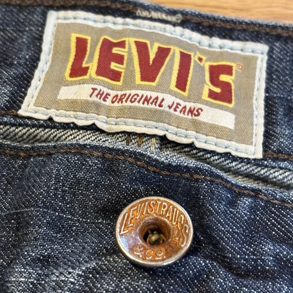 Levis Ramp Flat Front Jean Shorts Men's 42 Relaxed Blue Denim Flap Pockets Y2K